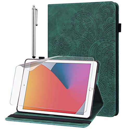 GLANDOTU Tablet-Hülle für Apple iPad Mini 1/2/3/4/5 mit Schutzfolie - Ultra Dünn (Auto Schlaf/Wach) Flip Cover PU Leder Hülle mit Stylus Stift (Green) von GLANDOTU