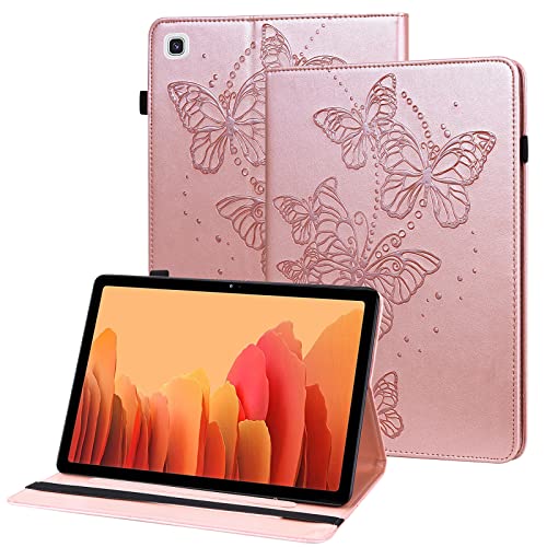 GLANDOTU Tablet Hülle für Samsung Galaxy Tab A7 10.4 Zoll 2022/2020 Schutzhülle mit Stifthalter - Flip PU Leder Cover Case für Samsung Tab A7 Hülle SM-T500/T509/T505/T507 (Rosa Schmetterling) von GLANDOTU