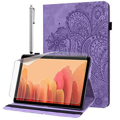 Hülle für Huawei Mediapad M5 lite 10 mit Schutzfolie und Stylus Stift - Ultra Dünn mit Standfunktion Flip Cover PU Leder Hülle (Purple) von GLANDOTU
