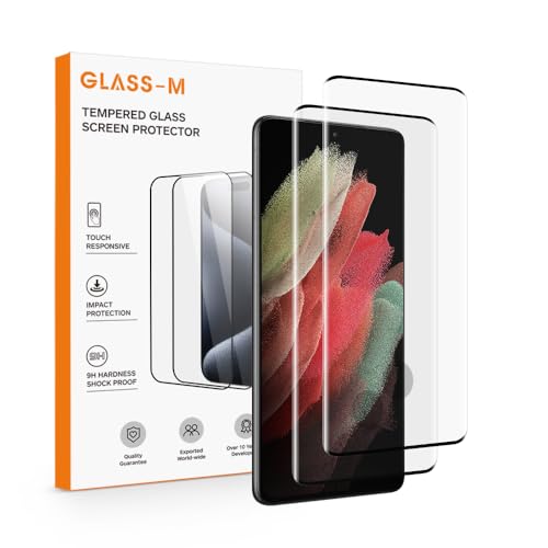 GLASS-M [2 Pack Panzerglas Schutzfolie für Samsung Galaxy S21 Ultra 5G (6,8 Zoll), Full Cover Glas Displayschutzfolie, Kompatibel mit 3D Sonic Fingerabdrucksensor von GLASS-M