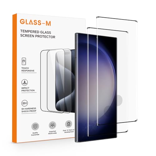 GLASS-M [2 Pack Panzerglas Schutzfolie für Samsung Galaxy S23 Ultra 5G, Vollständige Abdeckung Glasfolie, Kompatibel mit 3D Sonic Fingerabdrucksensor, Anti-Kratzen Bildschirmabdeckung von GLASS-M