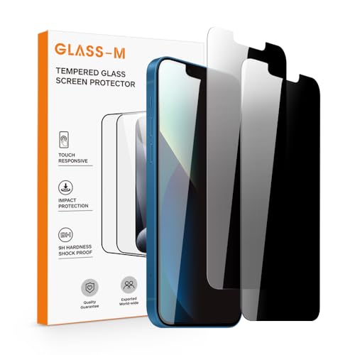GLASS-M [2 Pack Privacy Displayschutzfolie für iPhone 13 Mini (5,4 Zoll), Private Anti-Spionage gehärtetes Glas, 9H kratzfest, Anti-Fingerabdruck, kompatibel mit Face ID von GLASS-M