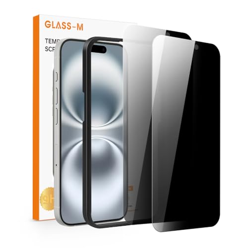 GLASS-M [2 Pack] Sichtschutz Schutzfolie für iPhone 16, Anti-Peek Privat Schutz Gehärtetes Glas, 9H Härte Kratzfest mit Einfache Installation Rahmen von GLASS-M