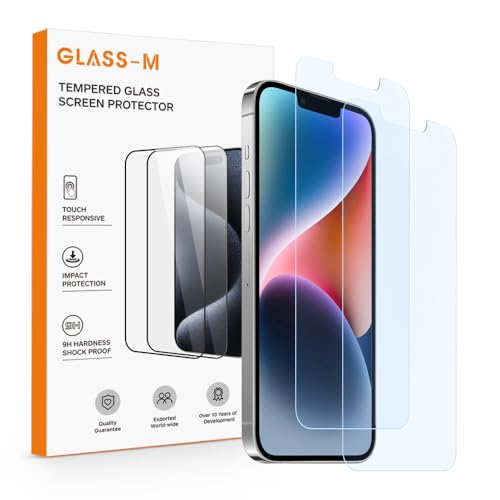 GLASS-M [2 Stück Anti-Blaulicht-Displayschutzfolie für iPhone 14 Plus/iPhone 13 Pro Max (6,7 Zoll), blendfreies gehärtetes Glas, Blaulicht-Blockierung, Bildschirmabdeckung von GLASS-M