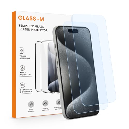GLASS-M 2 Stück Anti-Blaulicht-Displayschutzfolie für iPhone 15 Pro Max/15 Plus 6,7 Zoll, Blaulicht-Block-gehärtetes Glas, [hüllenfreundlich] Displayschutzfolie von GLASS-M