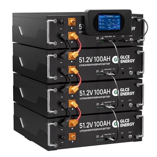 GLCE Energy 51.2V 400Ah LiFePO4 Lithium Batterie, Großer LCD-Bildschirm, Eingebautes 100A Smart BMS, 20,48KWh Akku for RV, Solar, Energiespeicher für Zuhause von GLCE ENERGY