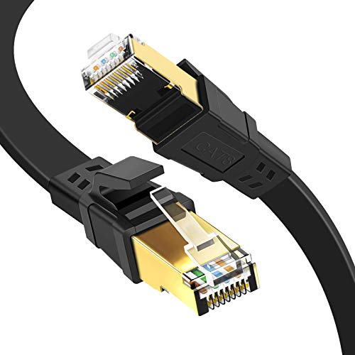 GLCON 3m Cat8 Gigabit Netzwerkkabel High Speed Ethernet Kabel 2000MHz 40000 Mbit/s Flach Lan Kabel Kompatibel mit Switch Router Modem Patch-Panel PS4 PC TV Xbox Game Console(Schwarz) von GLCON