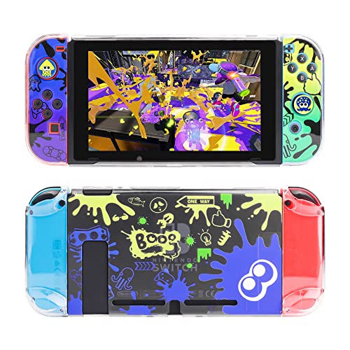 GLDRAM Hülle für Nintendo Switch, Case Cover für Splatoon 3 Kompatibel für Switch Console und Joy Con Controller, Dockable Hard PC Shell mit 2 Daumenkappen, Spielzubehör für Splatoon 3 von GLDRAM