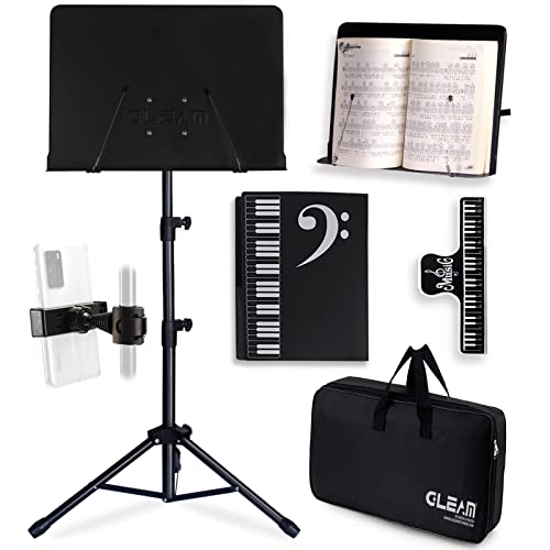 GLEAM Notenständer - Zweifachnutzung Tischbuchständer aus Metall mit Tragetasche, Mappe und Klammer 5 in 1 GLEAM Notenständer - Zweifachnutzung Tischbuchständer aus Metall mit Tragetasche, Mappe und Klammer 5 in 1 von GLEAM