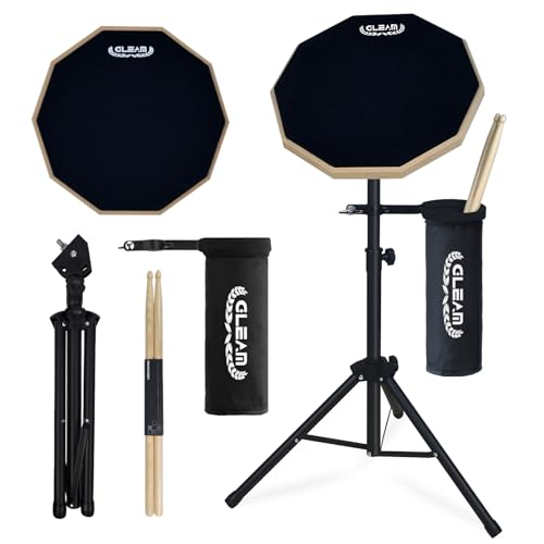 GLEAM Schlagzeug-Übungspad mit Eisentrommelständer Set, 30,5 cm Silent Practice Pad Kit mit Drumsticks, Drumstick Halter, geeignet für Anfänger, Schwarz GLEAM Schlagzeug-Übungspad mit Eisentrommelständer Set, 30,5 cm Silent Practice Pad Kit mit Drumsticks, Drumstick Halter, geeignet für Anfänger, Schwarz von GLEAM