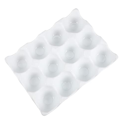 Eierablage aus Keramik mit 12 Gittern Eieraufbewahrungsbehälter für den Kühlschrank Gefrierfach für Eier Ei-Keramik-Tablett Frischhalte-Eierablage zu Hause Container Gitterplatte von GLEAVI