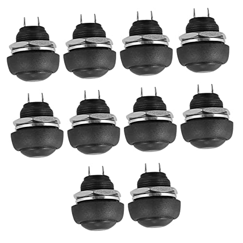 GLEAVI 1 10 Stück Netzschalter sicherheitsschalter tastschalter Ersatzschalter Stiefelknopf Mini runder Druckknopf drücken mini schalter Mini-Druckknopf 2-poliger Knopf Plastik Black von GLEAVI