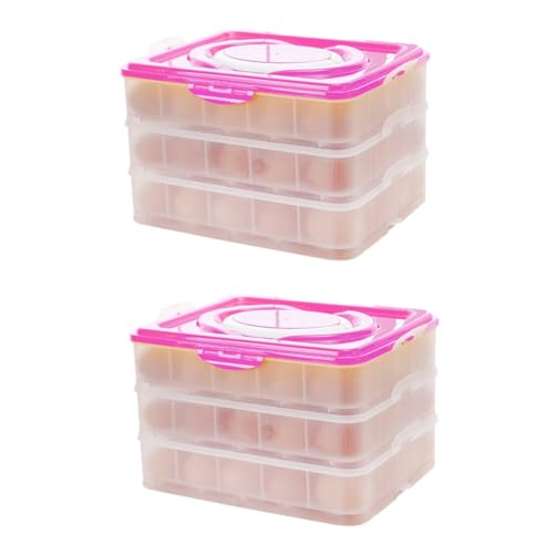 GLEAVI 2 Stück 3 Vorratsbehälter Mit Deckel Aufbewahrungsbehälter Für Eier Lebensmittelbehälter Teuflische Eierbehälter Eierablage Für Kühlschrank Aufbewahrungskiste Tragbar von GLEAVI