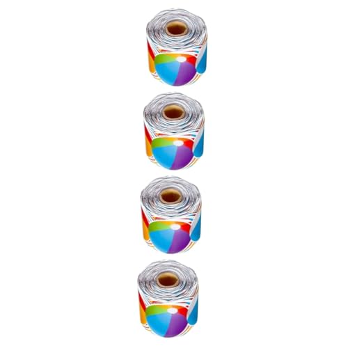 GLEAVI 4 Rollen Strandkugel dekorative Aufkleber Strand Wandkunst Etiketten Party dekoration Cartoon Pinnwand Grenze Bulletin-Zubehör Laminierung mit beschichtetem Papier von GLEAVI