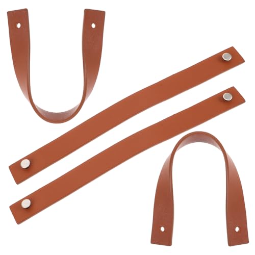 GLEAVI 4 Stück Schilderhaken Aus Leder Schleife Anzeige Künstlich Riemenaufhänger Für Wände Wand Information Stange Sitz Vorhang Montieren Willkommen Pu-leder Brown von GLEAVI