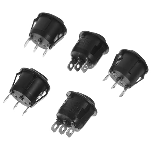 GLEAVI 5 Pcs 3 Wipptaster tastschalter druckknopfschalter Rundschalter Bootszubehör auto taster Kontrolle runden Black von GLEAVI