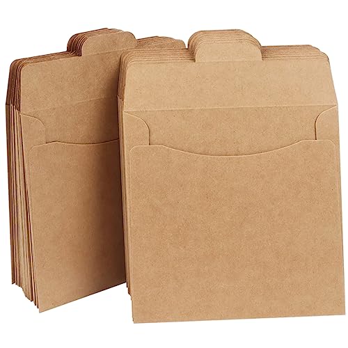 GLEAVI 50Stücke Braune Kraftpapier CD Taschen Atmungsaktive Papiertüten für Aufbewahrung von Samen Daten und Kleinen Gegenständen Wiederverwendbar und Vielseitig Einsetzbar von GLEAVI