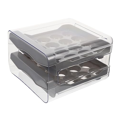 GLEAVI Aufbewahrungsbox für Eier durchsichtige Kunststoffbehälter Eierschublade Schubladen aus Kunststoff praktischer Eierorganisator Multifunktions-Eier-Organizer Doppelschicht Zubehör von GLEAVI