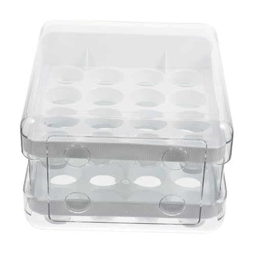 GLEAVI Aufbewahrungsbox für Eier durchsichtige Kunststoffbehälter verdickter Ei-Organizer Schublade Eierablage Kühlschrank liefert verdicken Eierkarton Eierschale Tablett Eierplatte Weiß von GLEAVI