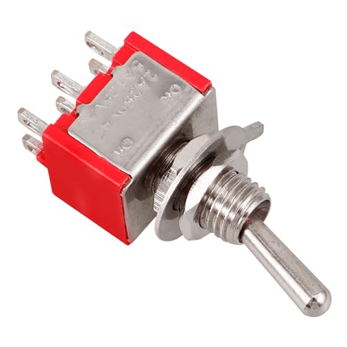 GLEAVI Kippschalter kfz schalter Toggle-Schalter Zweipositionen Schalter Sechspoliger Schalter Umschalten Umschalt-Ersatz Wippschalter im Auto Schalter für Marine versilbertes Kupfer rot von GLEAVI