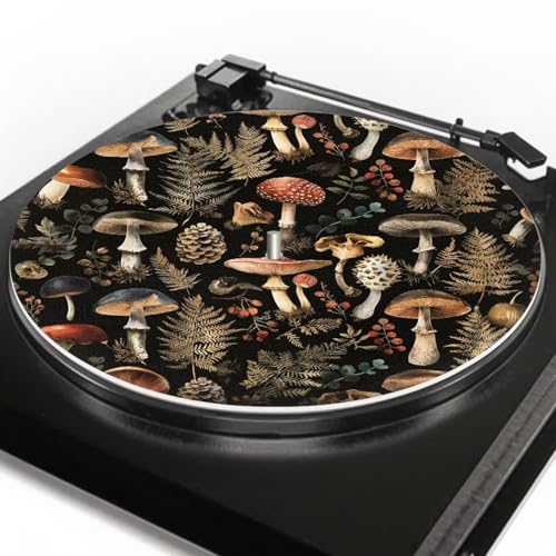 GLENLCWE Vintage Mushroom 30,5 cm Plattenspieler Slipmat Filzmatte Anti-Vibration Schallplattenmatte 3 mm dick Vinyl Schallplatten Zubehör Gummi von GLENLCWE
