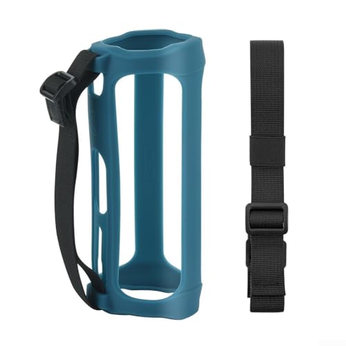GLFLOW Silikonhülle für JBL Flip 5 Lautsprecher mit Tragegurt, tragbare stoßfeste Reisehülle, Schwarz/Blau von GLFLOW