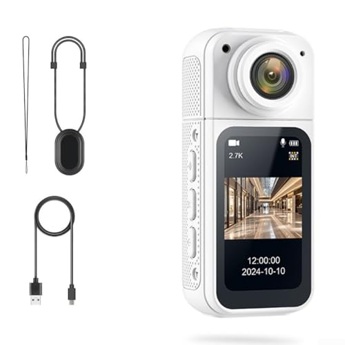 GLFLOW Wasserdichte 4K-Action-Kamera mit 3,7 cm (1,44 Zoll) LCD, magnetischer Halterung und Freisprech-POV für Vlogging, 2,7 K 15 fps, 180 ° Weitwinkel, WLAN (weiß) von GLFLOW