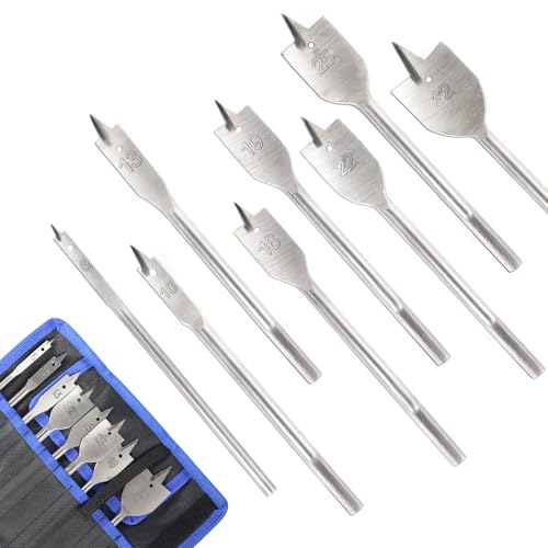 GLGHMH 8-teiliges Spatenbohrer-Set, Ø 6–32 mm, flacher Holzbohrer mit Aufbewahrungstasche, Karbonstahl, strapazierfähig, für Holzbearbeitung, Holzoberflächen, Sperrholz, Spanplatten GLGHMH 8-teiliges Spatenbohrer-Set, Ø 6–32 mm, flacher Holzbohrer mit Aufbewahrungstasche, Karbonstahl, strapazierfähig, für Holzbearbeitung, Holzoberflächen, Sperrholz, Spanplatten von GLGHMH