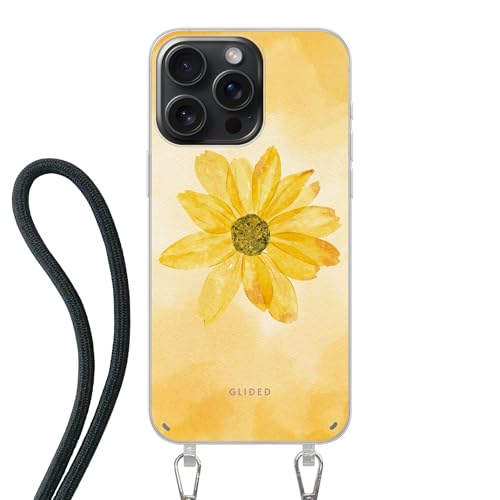 GLIDED Crossbody Handyhülle für iPhone 15 Pro Max – Stoßfest & Kratzfest, TPU Silikon mit Band – Yellow Flower Design GLIDED Crossbody Handyhülle für iPhone 15 Pro Max – Stoßfest & Kratzfest, TPU Silikon mit Band – Yellow Flower Design von GLIDED