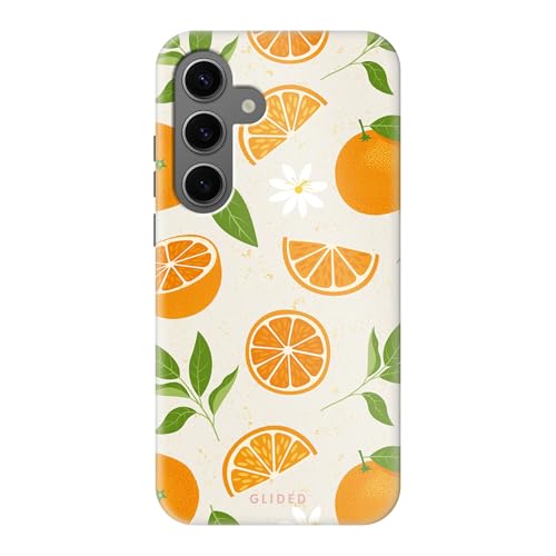 GLIDED Tough case Handyhülle für Samsung Galaxy S24 – Stoßfest & Kratzfest, TPU Silikon – Tasty Orange Design von GLIDED