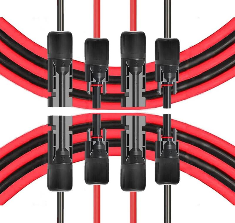 GLIESE 2Stück Satz 6mm² Rot + Schwarz Solarkabel, (200 cm) von GLIESE