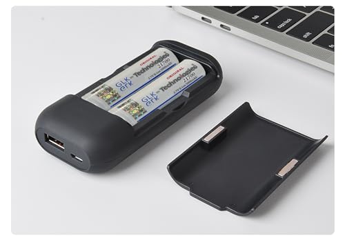 GLK-Technologies® 2X Akku 5000 mAh 3,7V gratis Powerbank 3in1 Ladegerät/Powerbank/Aufbewahrungsbox mit LED Anzeige Externer Akku USB-C Inpud von GLK-Technologies