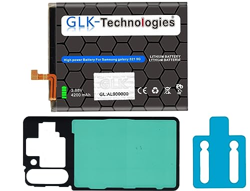 GLK-Technologies® High Power Ersatzakku kompatibel mit Samsung Galaxy S21 5G SM-G991B EB-BG991ABY Battery accu 4200mAh Akku inkl. 2X Klebebandsätze 2025 BJ von GLK-Technologies