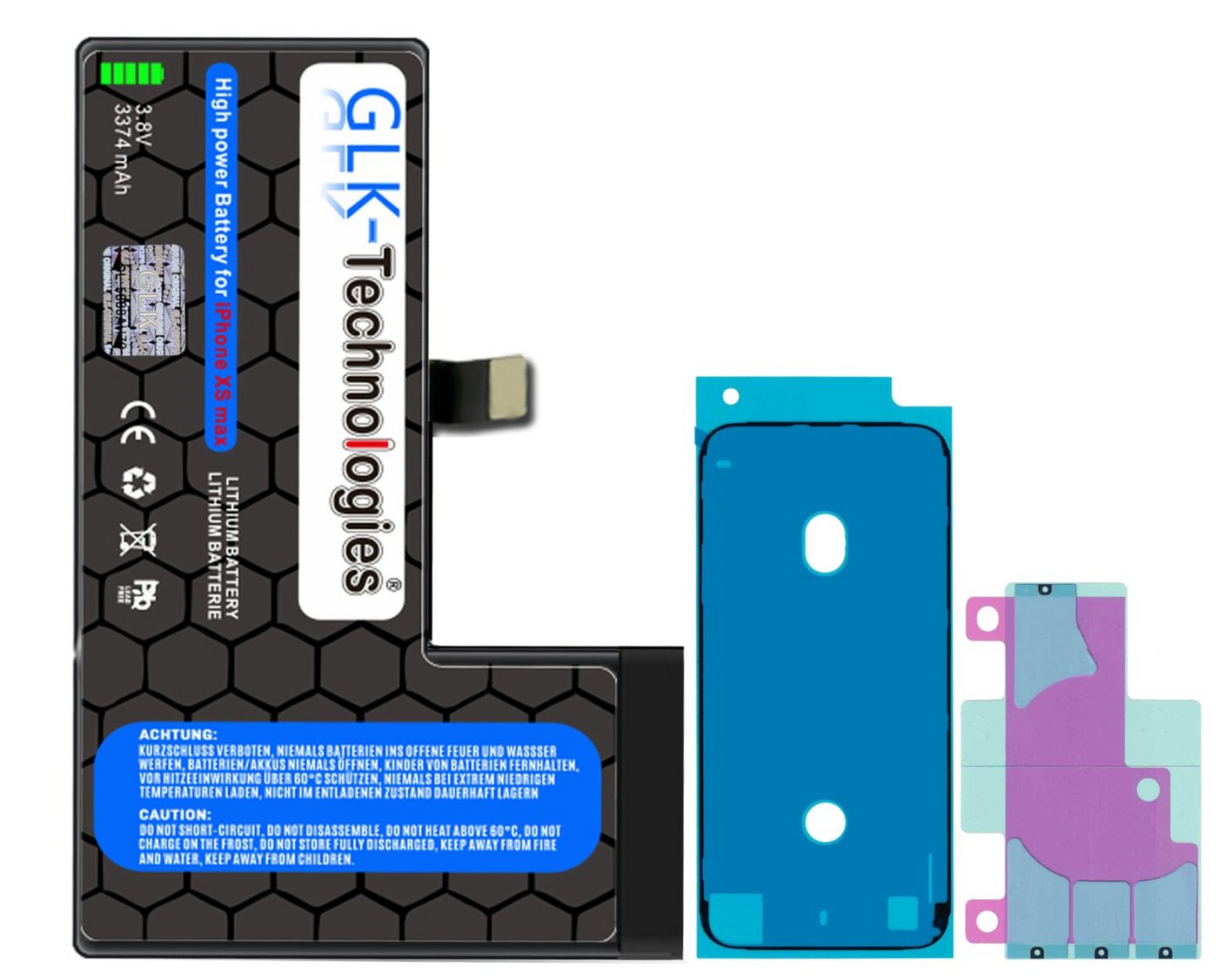 GLK-Technologies Ersatz Akku für iPhone XS MAX inkl. 2X Klebebandsätze Smartphone-Akku 2930 mAh (3,8 V) von GLK-Technologies
