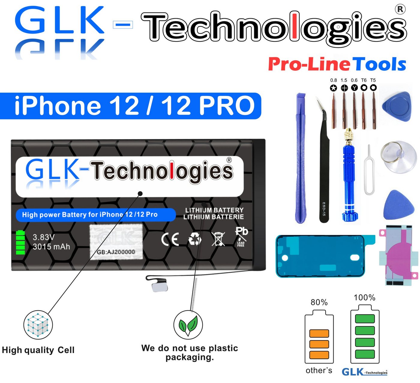 GLK-Technologies GLK-Technologies Apple iPhone 12 Pro / 12 A2172 A2402 A2403 Werkzeug Handy-Akku von GLK-Technologies