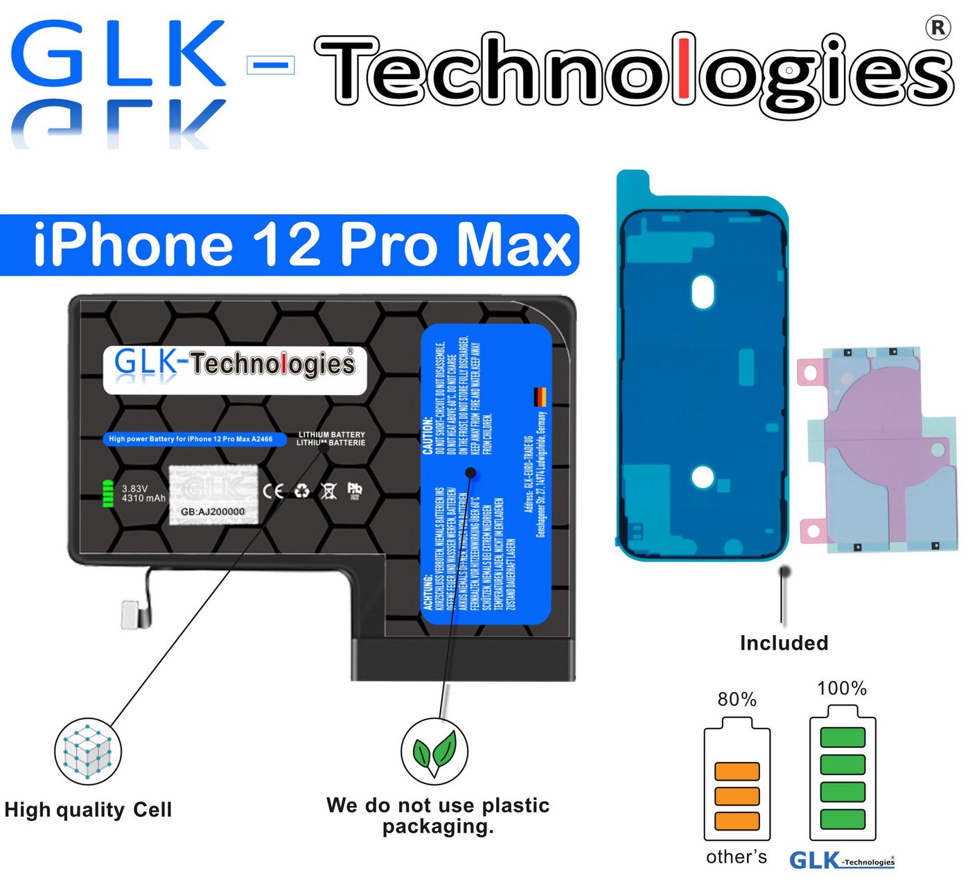 GLK-Technologies Glk-Technologies für iPhone 12 Pro Max A2342 Akku Ohne Set Handy-Akku von GLK-Technologies