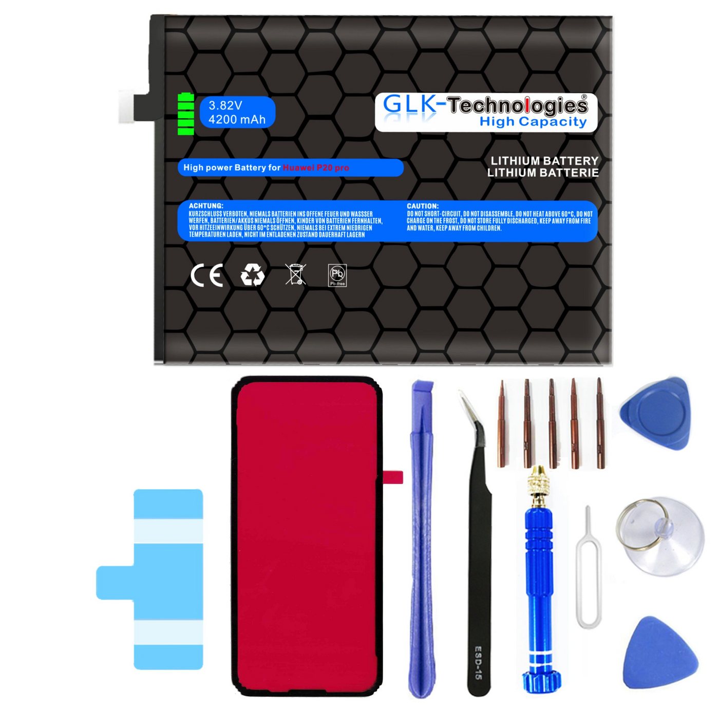 GLK-Technologies High Power Ersatz Akku für Huawei Mate 10 PRO Mate 10 P20 PRO inkl. Werkzeug Set Kit Smartphone-Akku 4200 mAh (3,8 V) von GLK-Technologies