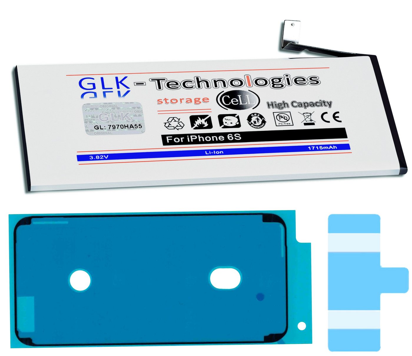 GLK-Technologies High Power Ersatz Akku für iPhone 6S inkl. 2x Klebebandsätze Smartphone-Akku 1715 mAh (3,8 V) von GLK-Technologies