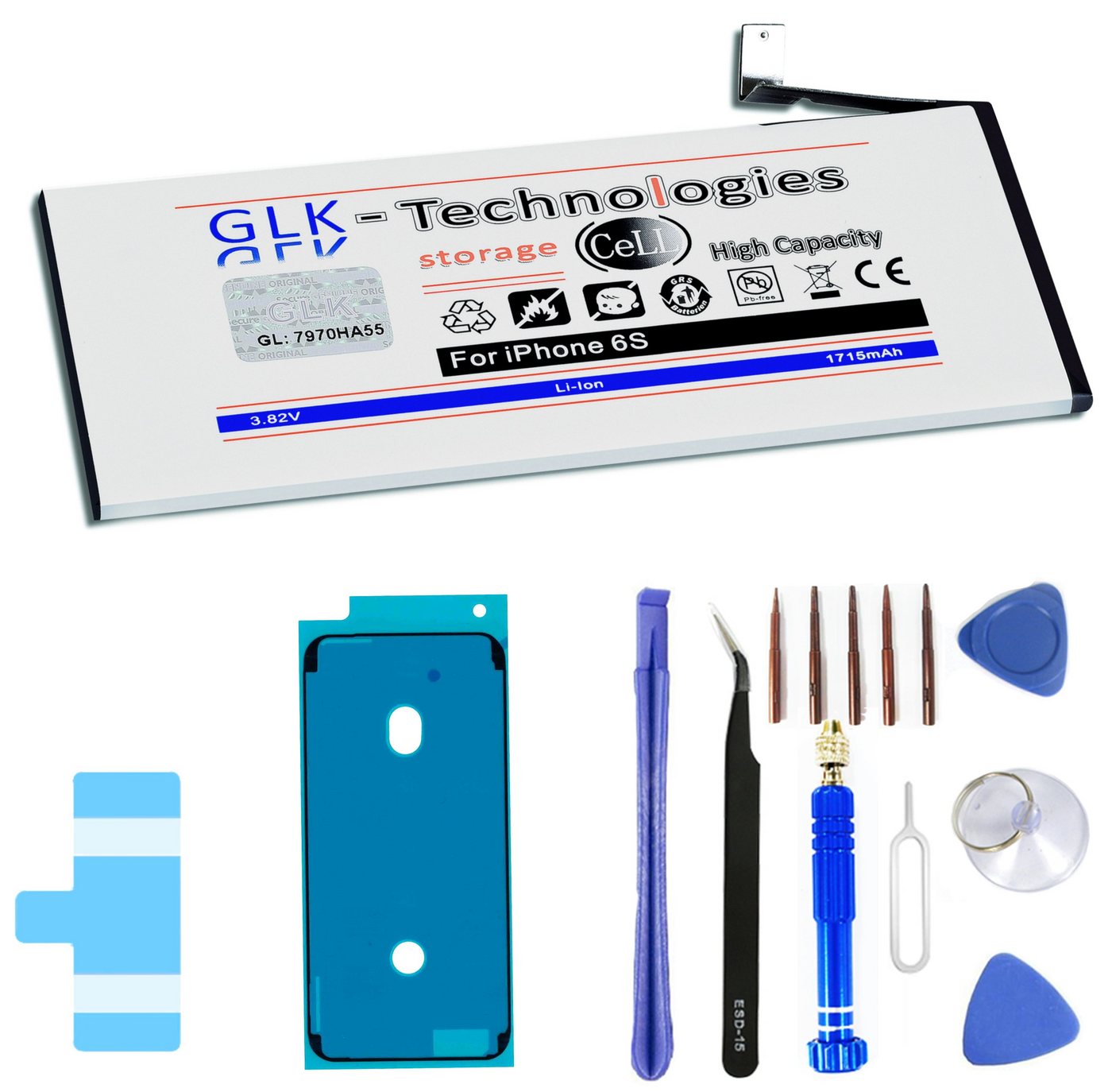 GLK-Technologies High Power Ersatz Akku für iPhone 6S mit Öffnungswerkzeug Smartphone-Akku 1715 mAh (3,83 V) von GLK-Technologies