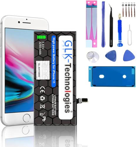 High Capacityr Ersatzakku kompatibel mit Apple iPhone 11 | GLK-Technologies Battery | accu | 3250mAh Akku | inkl. Profi Werkzeug Set Kit von GLK-Technologies