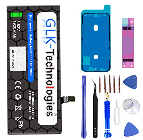 High Power Ersatzakku kompatibel mit Apple iPhone SE 2 (2020) APN A2296 A2312 | GLK-Technologies Battery | accu | 1920mAh Akku | inkl. Profi Werkzeug Set Kit von GLK-Technologies