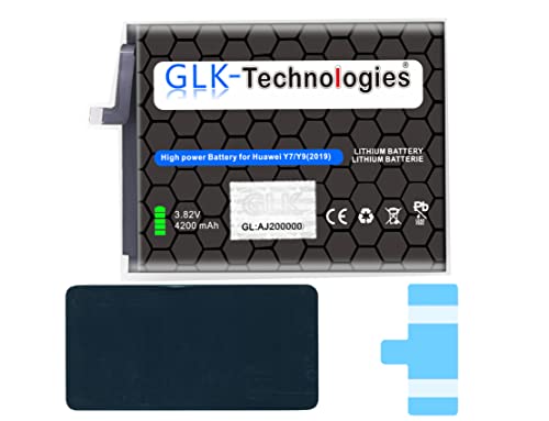 High Power Ersatzakku kompatibel mit Huawei Y7 2019 / Y9 2019 Honor 8C / Y9 2018 | GLK-Technologies Battery | accu | 4200 mAh Akku | inkl. 2X Klebebandsätze NUE von GLK-Technologies