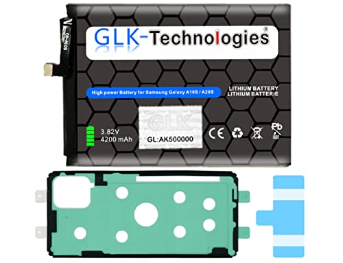 High Power Ersatzakku kompatibel mit Samsung Galaxy A20s (A207F) | GLK-Technologies Battery | accu | 4200mAh Akku | inkl. 2X Klebebandsätze von GLK-Technologies