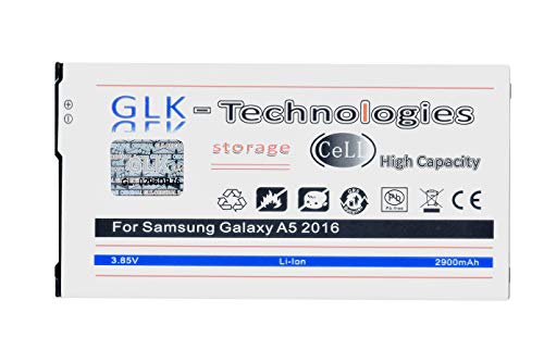 High Power Ersatzakku kompatibel mit Samsung Galaxy A5 2016 SM-A510F Eb-BA510ABE | Original GLK-Technologies Battery | accu | 2900 mAh Akku von GLK-Technologies