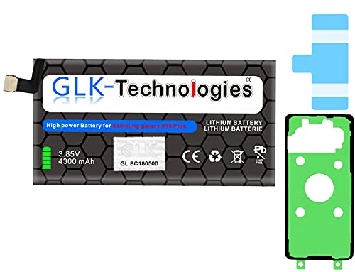 High Power Ersatzakku kompatibel mit Samsung Galaxy S10 Plus S10+ G975 EB-BG975ABU | Original GLK-Technologies Battery | accu | 4300 mAh Akku | inkl. 2X Klebebandsätze High Power Ersatzakku kompatibel mit Samsung Galaxy S10 Plus S10+ G975 EB-BG975ABU | Original GLK-Technologies Battery | accu | 4300 mAh Akku | inkl. 2X Klebebandsätze von GLK-Technologies
