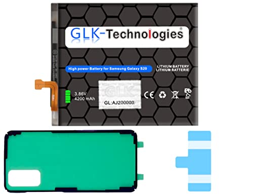 High Power Ersatzakku kompatibel mit Samsung Galaxy S20 SM-G980F/DS SM-G981B/DS | GLK-Technologies Battery | accu | 4200mAh Akku | inkl. 2X Klebebandsätze von GLK-Technologies