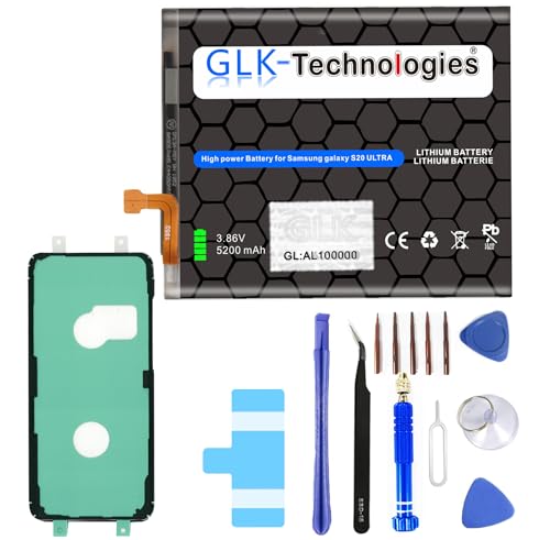 High Power Ersatzakku kompatibel mit Samsung Galaxy S20 Ultra SM-G988B | GLK-Technologies Battery | accu | 5200mAh Akku | inkl. Profi Werkzeug Set Kit NUE (S20 Ultra Set) von GLK-Technologies