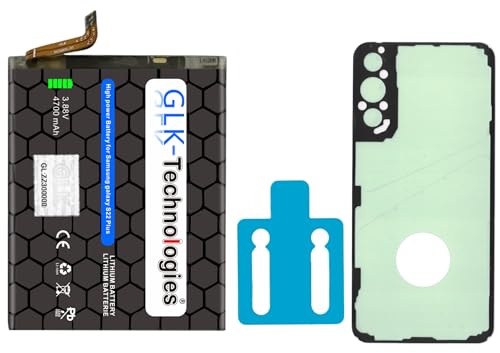 High Power Ersatzakku kompatibel mit Samsung Galaxy S22 Plus (S906B) EB-BS906ABY | GLK-Technologies® Battery | accu | 4700 mAh Akku | inkl. 2X Klebebandsätze von GLK-Technologies