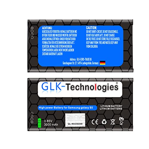 High Power Ersatzakku kompatibel mit Samsung Galaxy S5 EB-BG900BBC EB-BG900BBE | Original GLK-Technologies® Battery | accu | 3000 mAh Akku NEU von GLK-Technologies