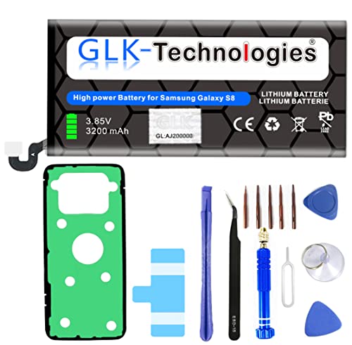 High Power Ersatzakku kompatibel mit Samsung Galaxy S8 SM-G950F EB-BG950BBE | Original GLK-Technologies Battery | Accu | 3200 mAh | inklusive Werkzeugset von GLK-Technologies